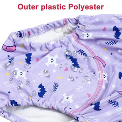 MooMoo Baby purple 2T stretch waistband image highlighting secure fit.