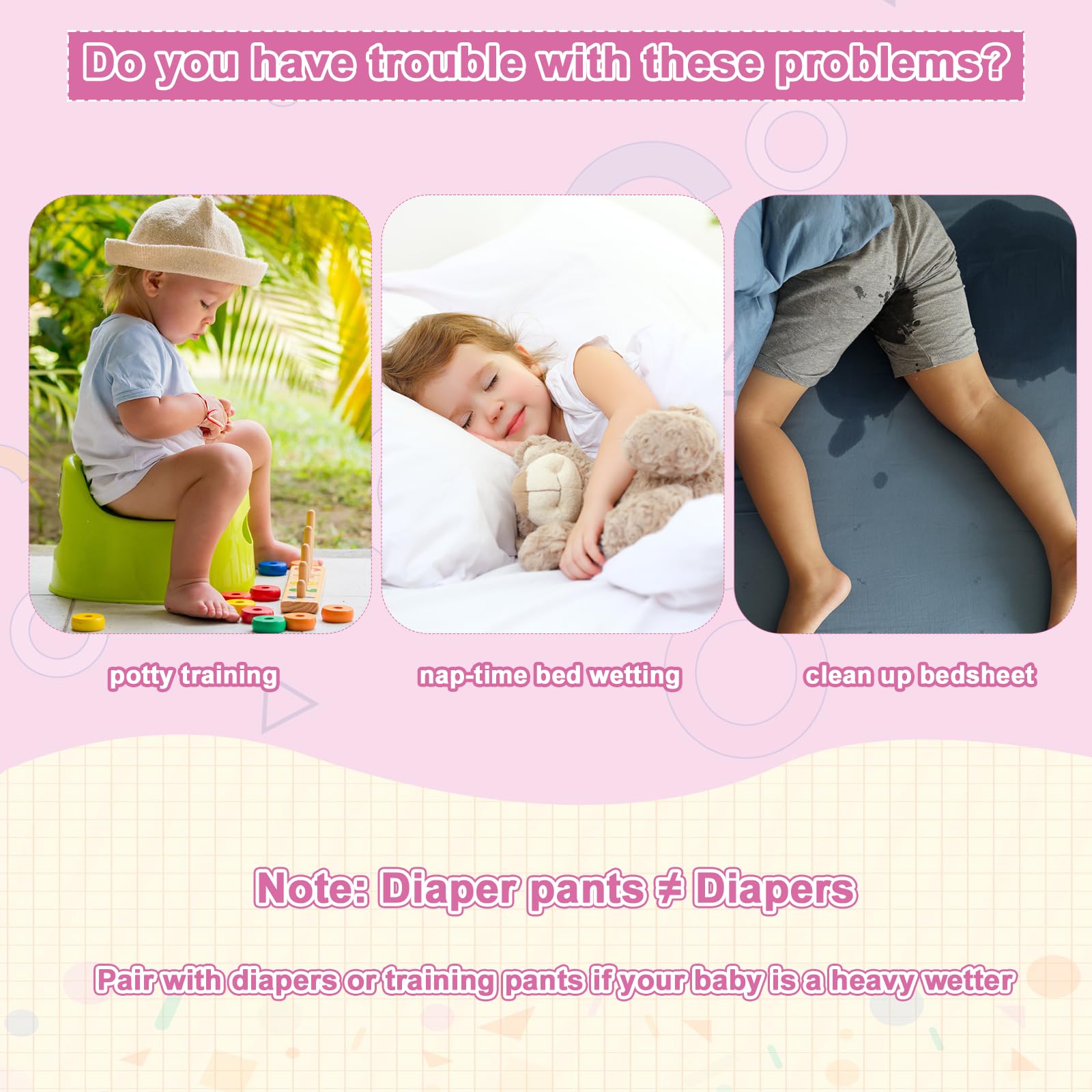 MooMoo Baby leakproof diaper pants side view demonstrates flexible waistband for growing kids