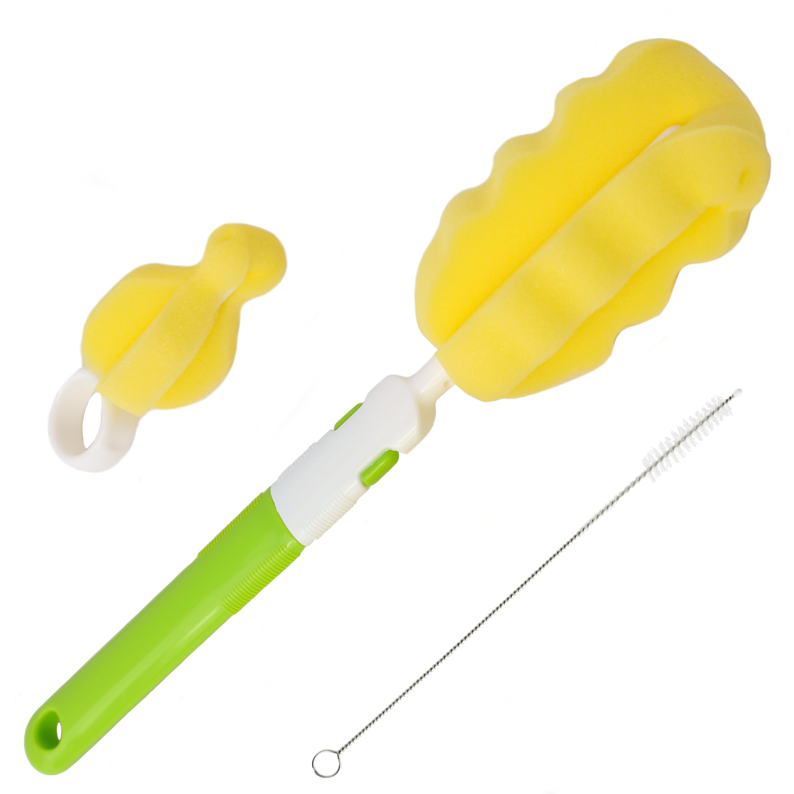 MooMoo Baby triple bottle cleaner bottle brush demonstrates thorough cleaning