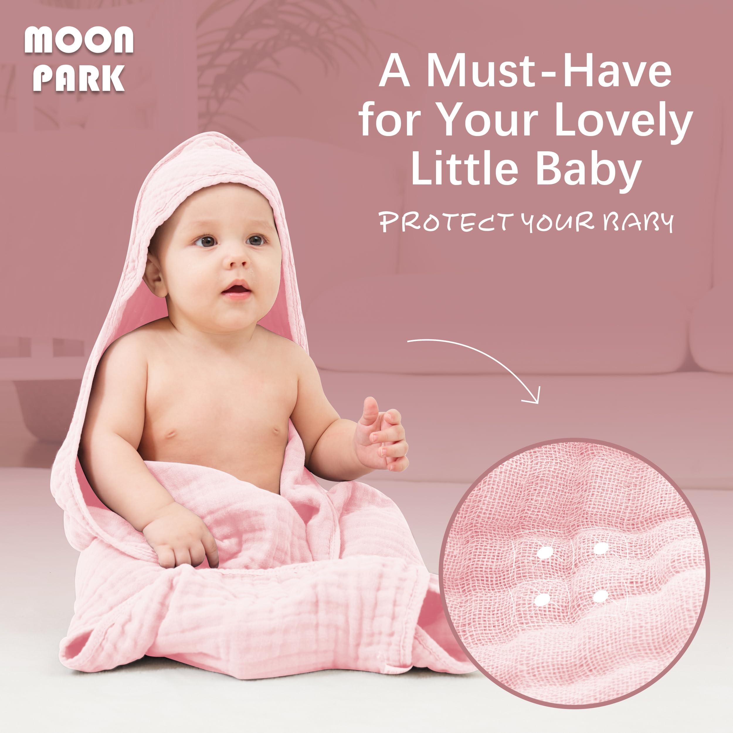 Moon Park 2-pack package display showing durable baby towels
