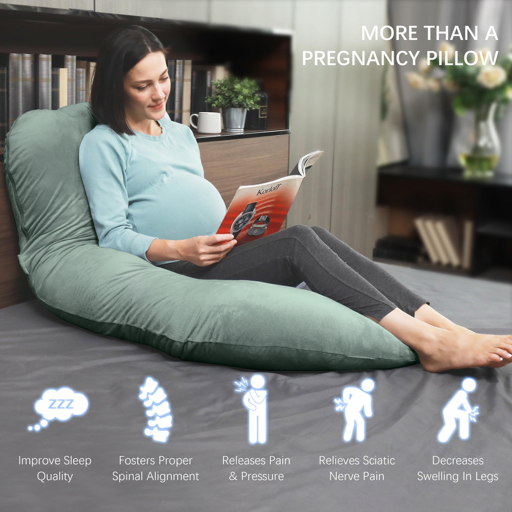 Moon Park belly and leg support aids side sleeping comfort.