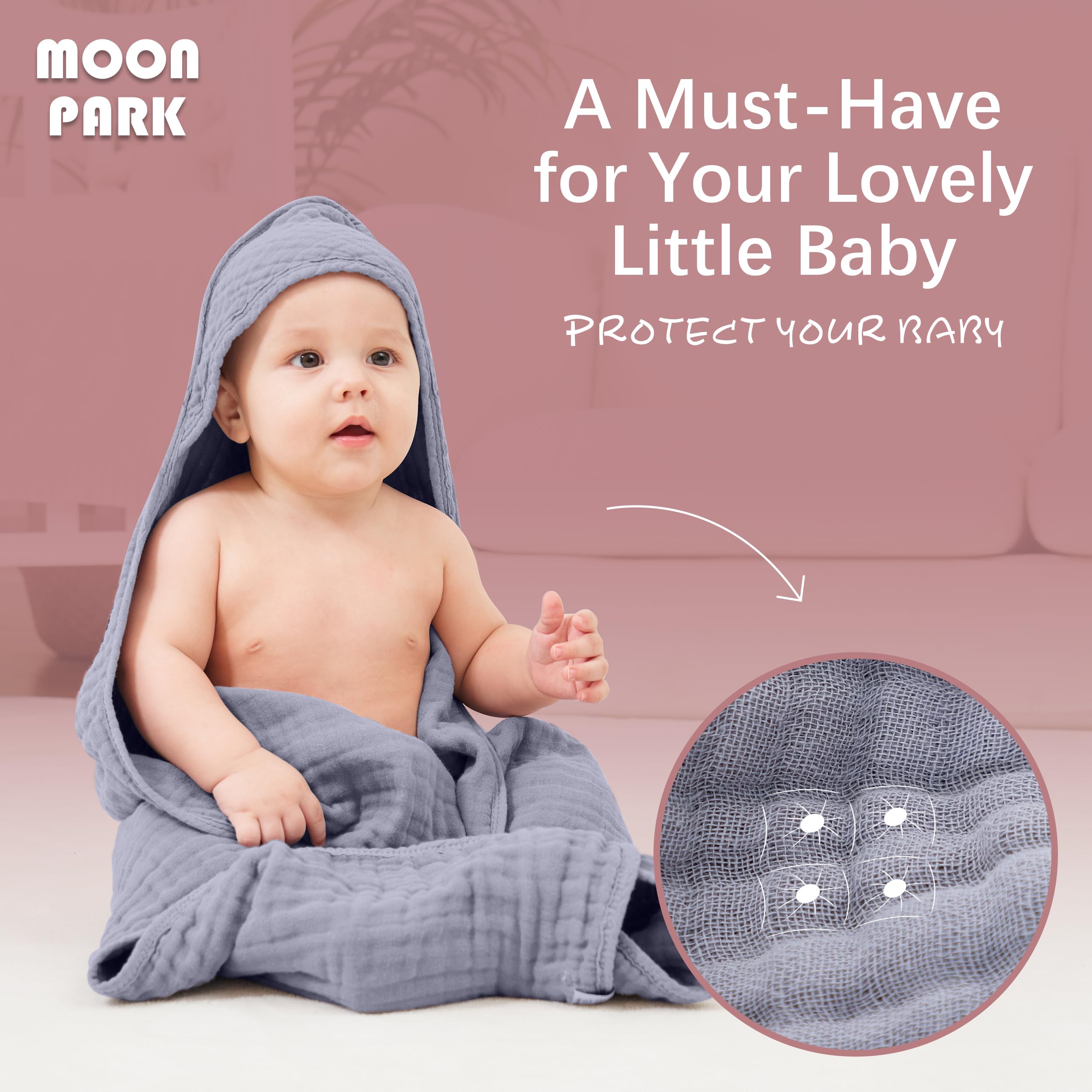 MOON PARK machine-washable towel emphasizes easy care and quick drying.