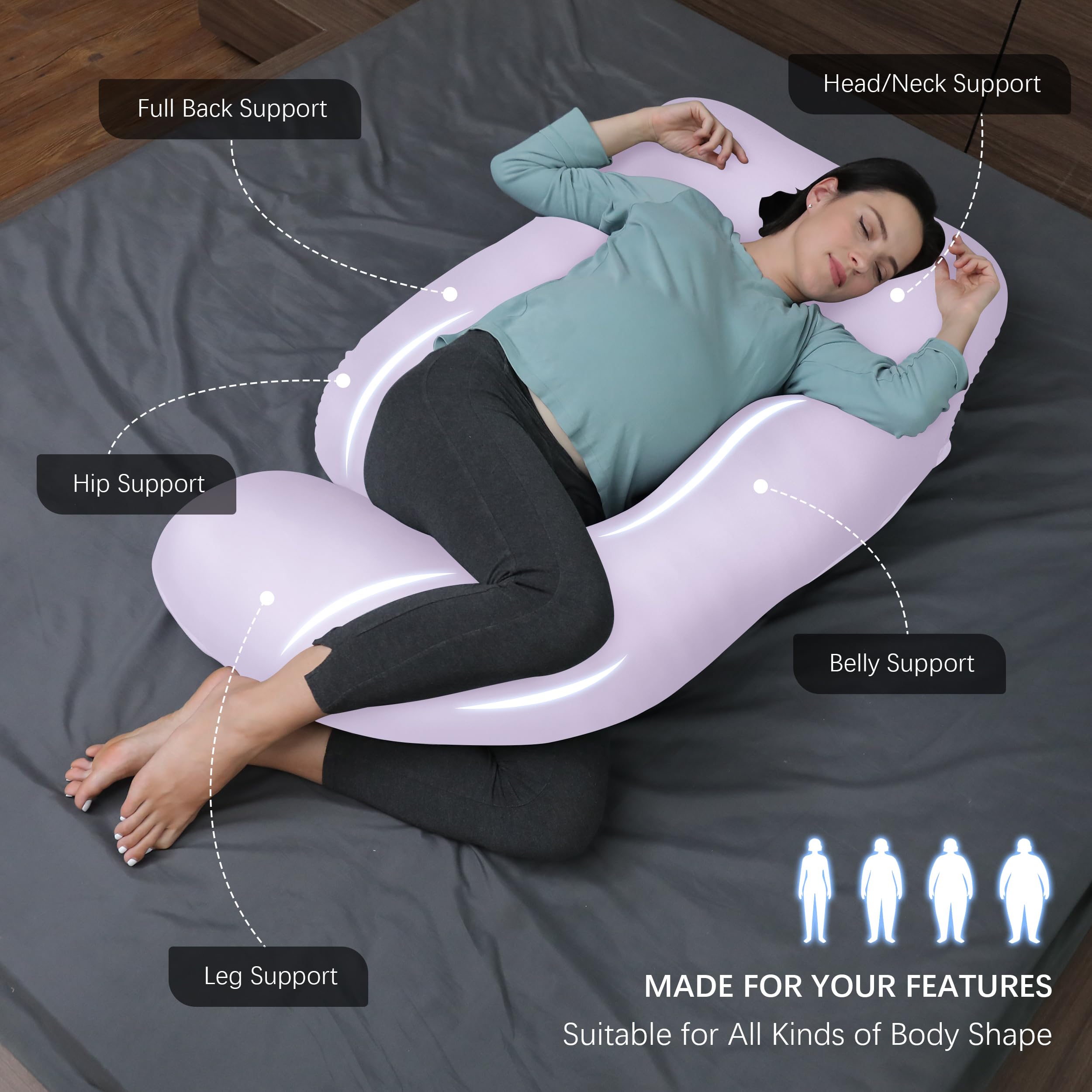 Moon Park full-body pillow with ergonomic design cushions head, back, and hips