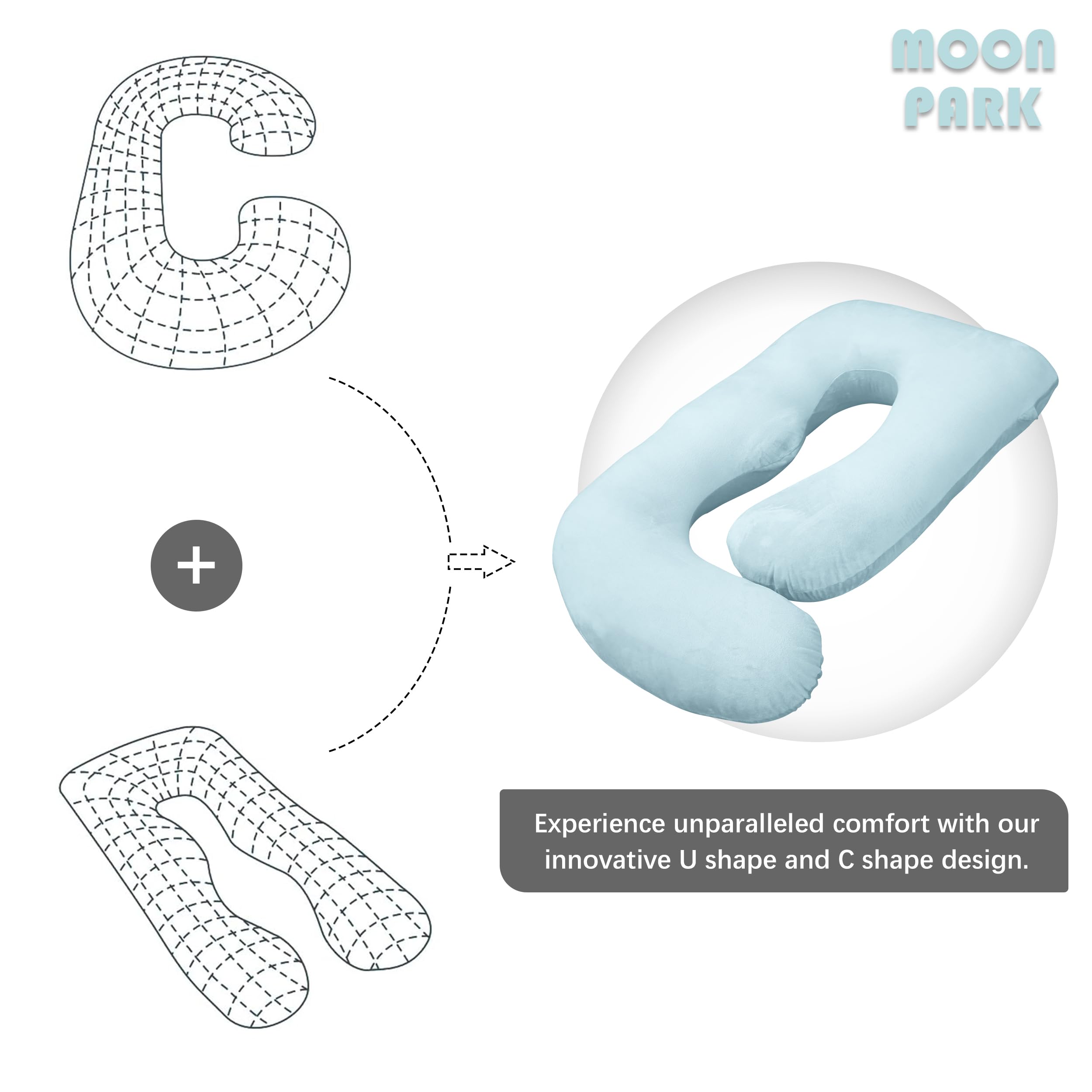 Moon Park 65in pregnancy pillow cloud-like comfort for side or back sleepers