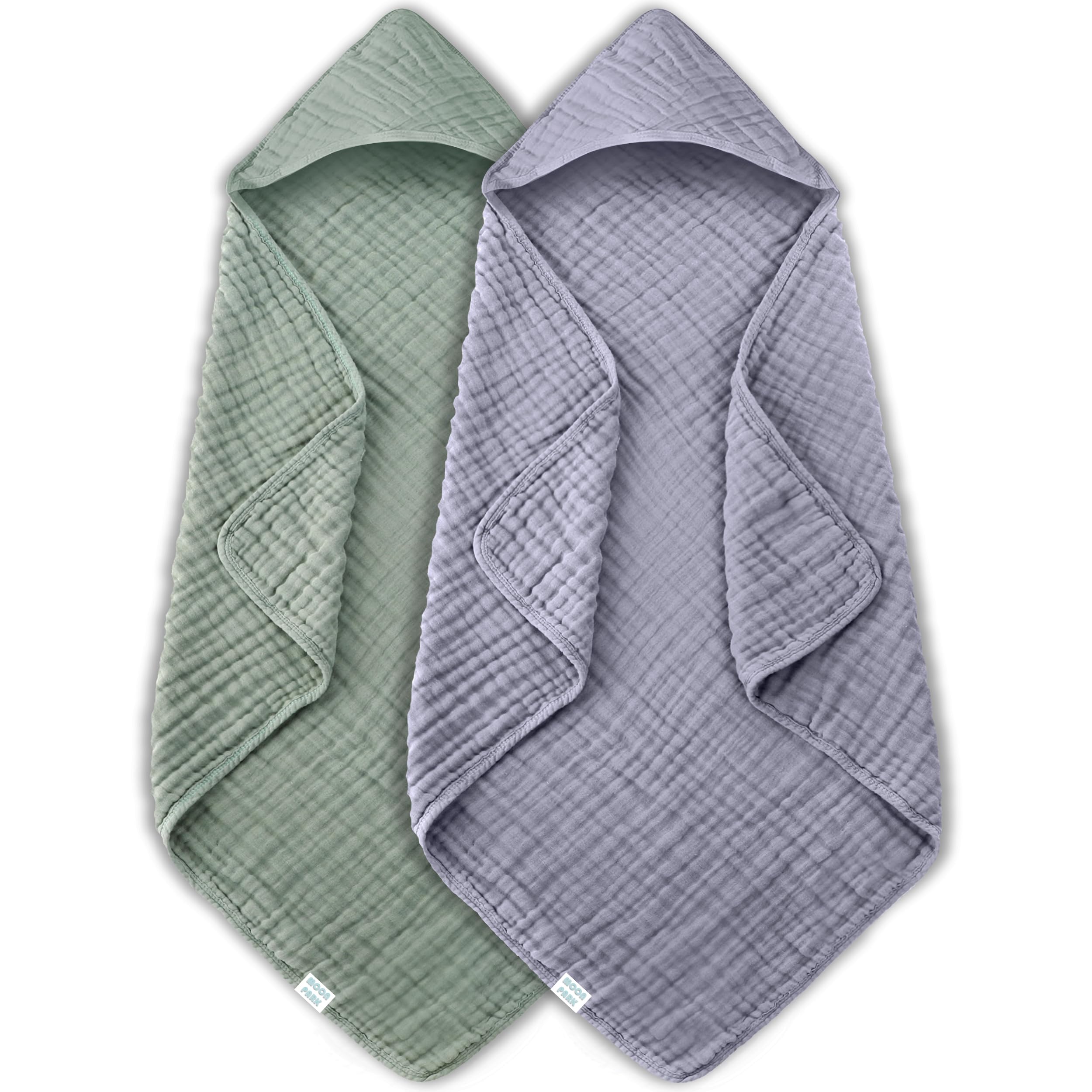 MOON PARK hooded baby towel pair keeps babies dry and cozy after baths.