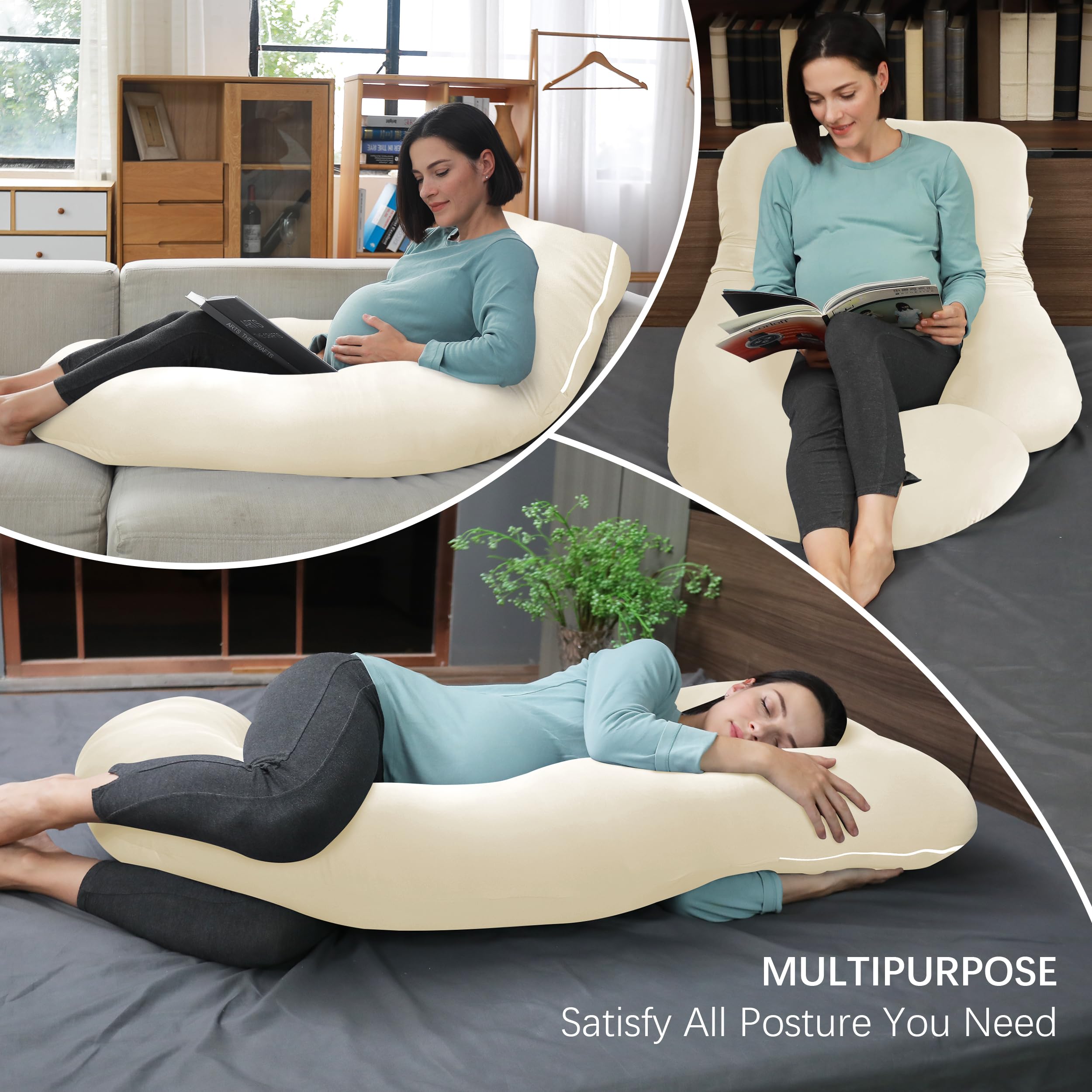 MOON PARK ivory-pregnancy-pillow complements any bedroom decor.
