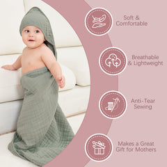 MOON PARK 32x32-inch towel laid flat shows generous size for newborns to toddlers.