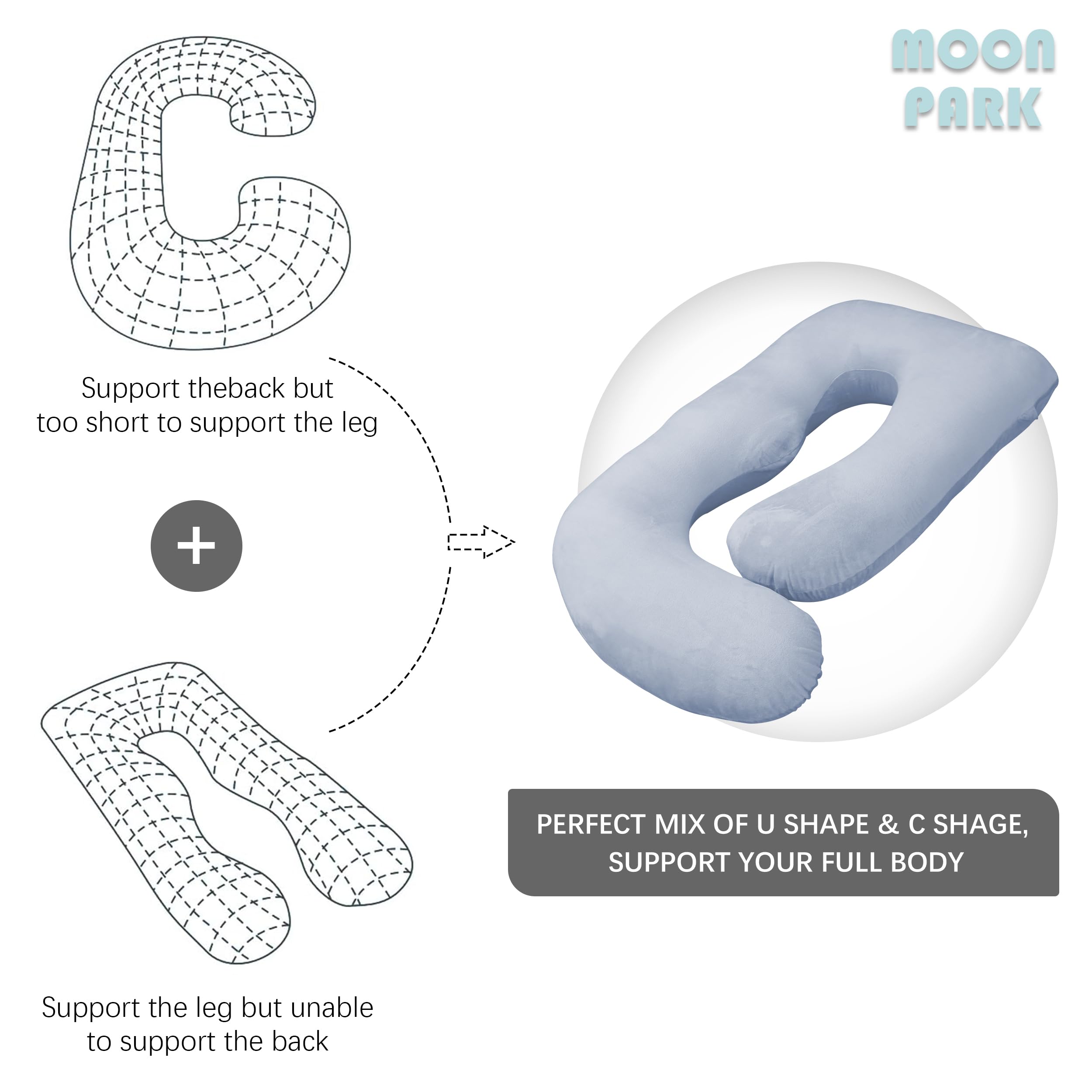 MOON PARK multi-use pillow supports nursing, TV time, and reading