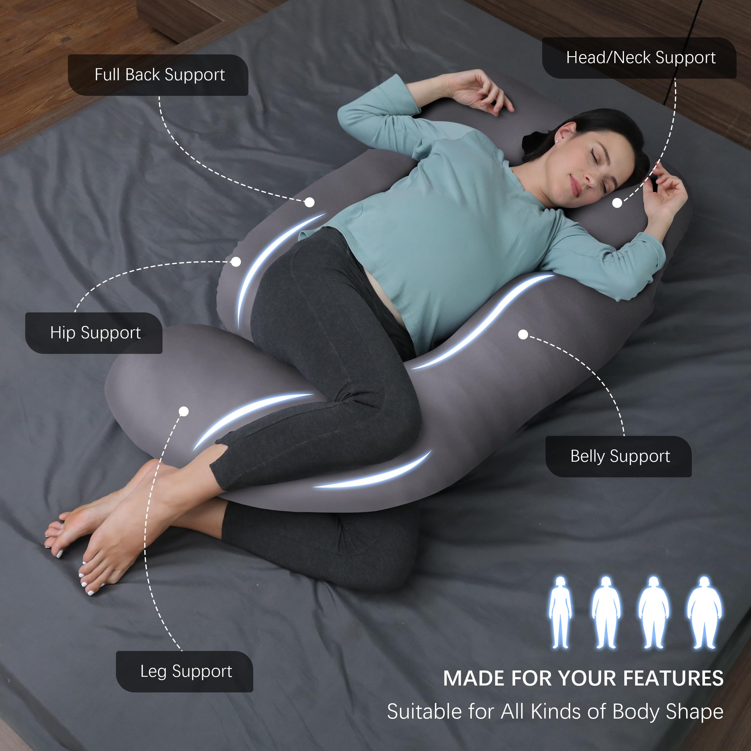 MOON PARK 57-inch length provides comprehensive body support during sleep.