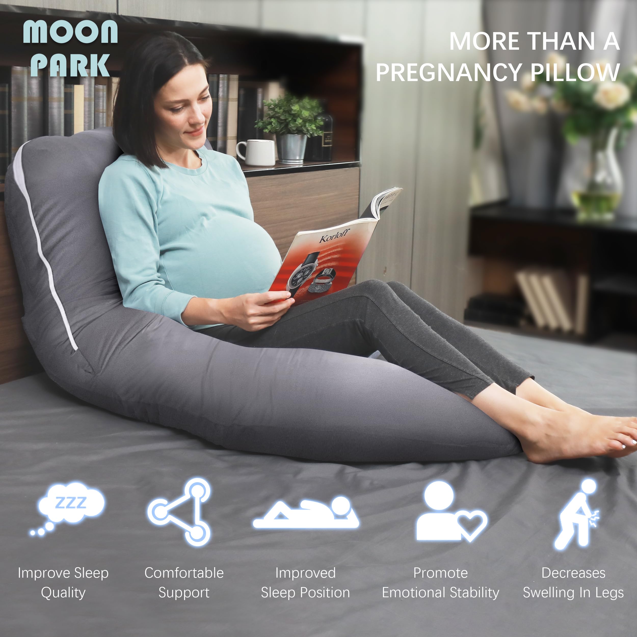 MOON PARK back support angle helps ease back tension during lounging.