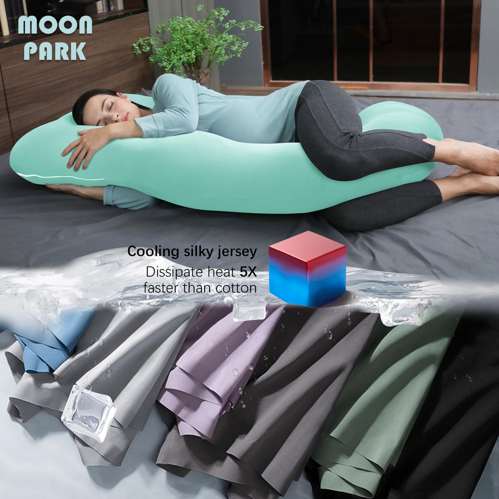 Moon Park belly-support layout helps cradle baby bump with gentle, supportive lift.