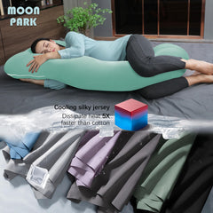 MOON PARK cooling cover close-up demonstrates breathable fabric for comfortable, temp-friendly sleep.