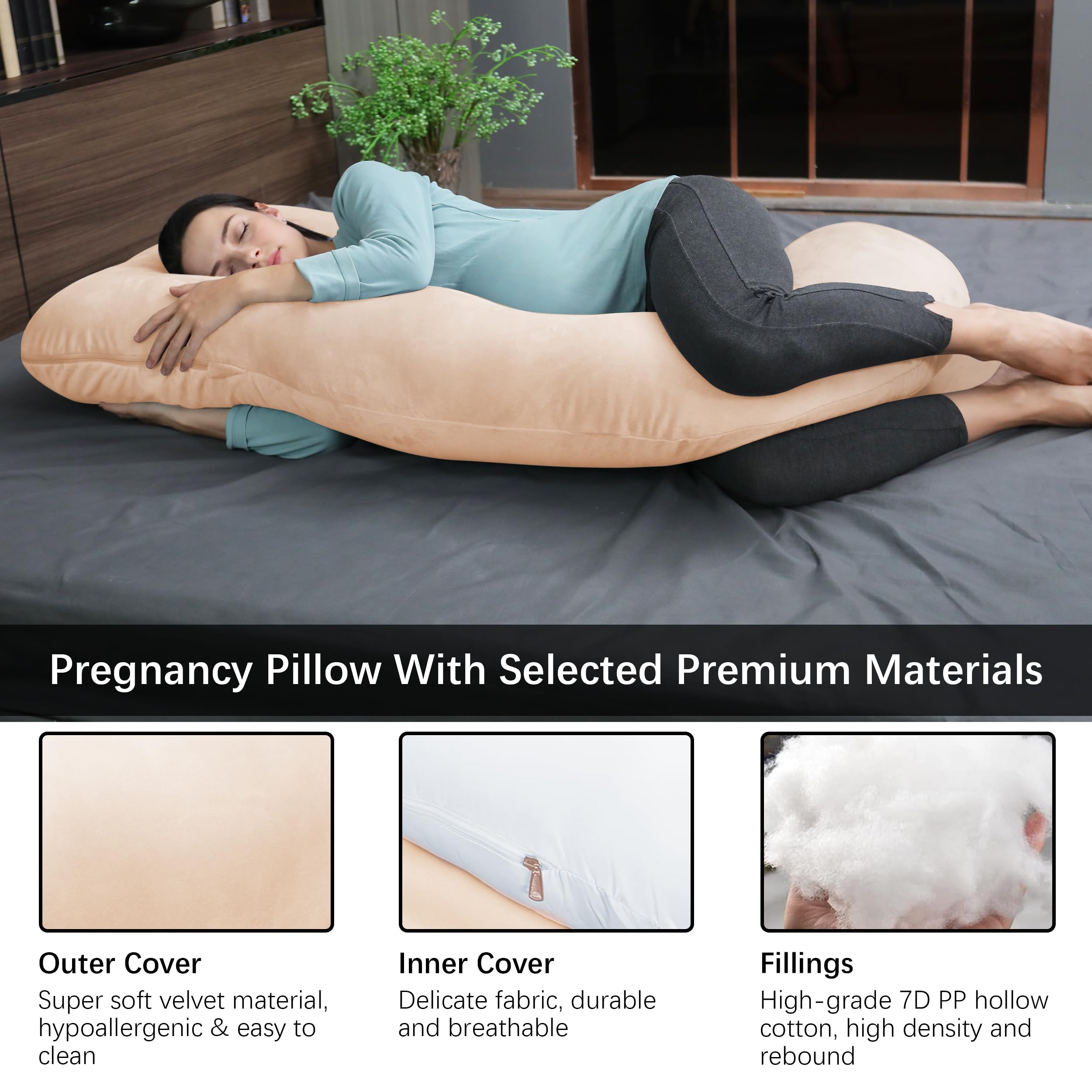 Moon Park full-body support while sleeping on brown pillow