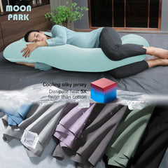 MOON PARK pillow-ice-blue-color reveals cooling design for breathable comfort.
