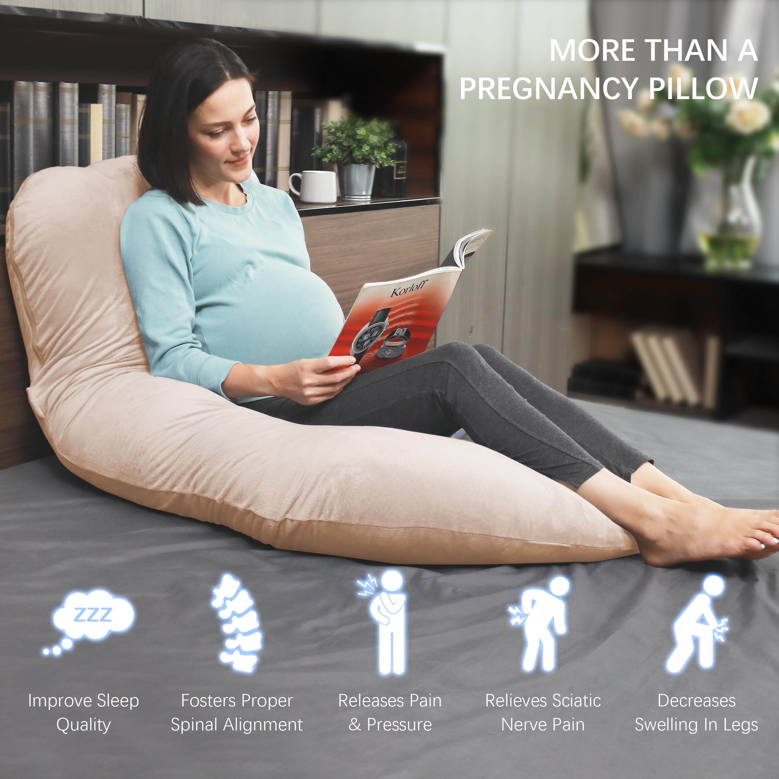 Moon Park pillow used for nursing and reading in brown