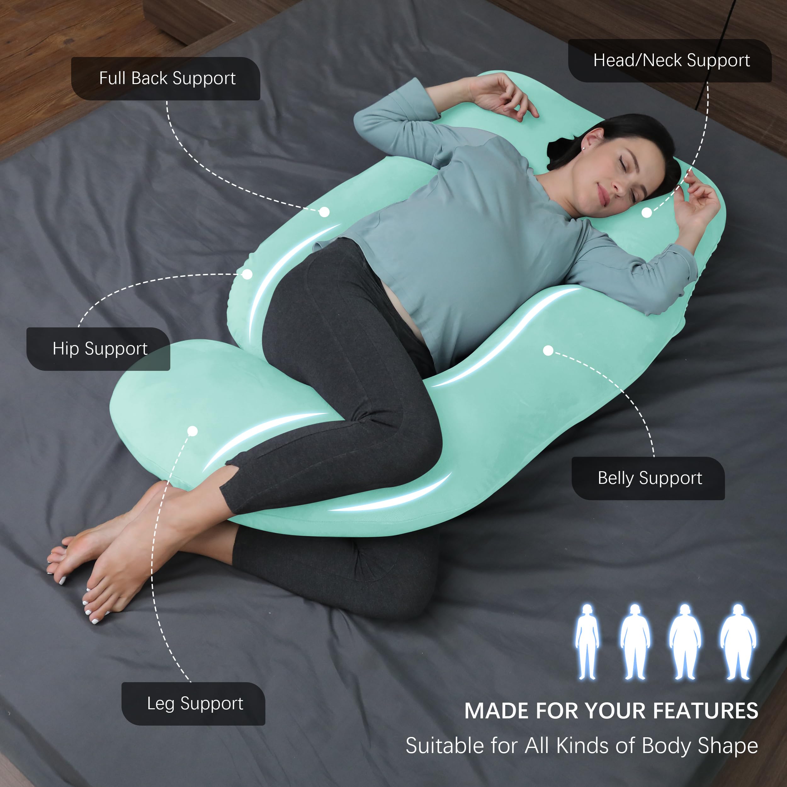 MOON PARK U-shaped pillow supports back and hips for restful nights.