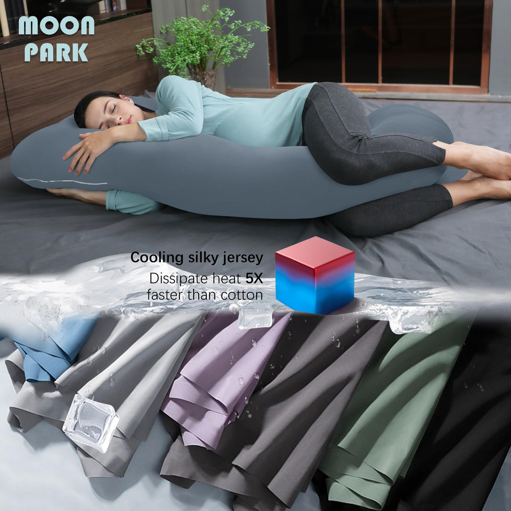 MOON PARK pillow provides back and hip support during sleep.