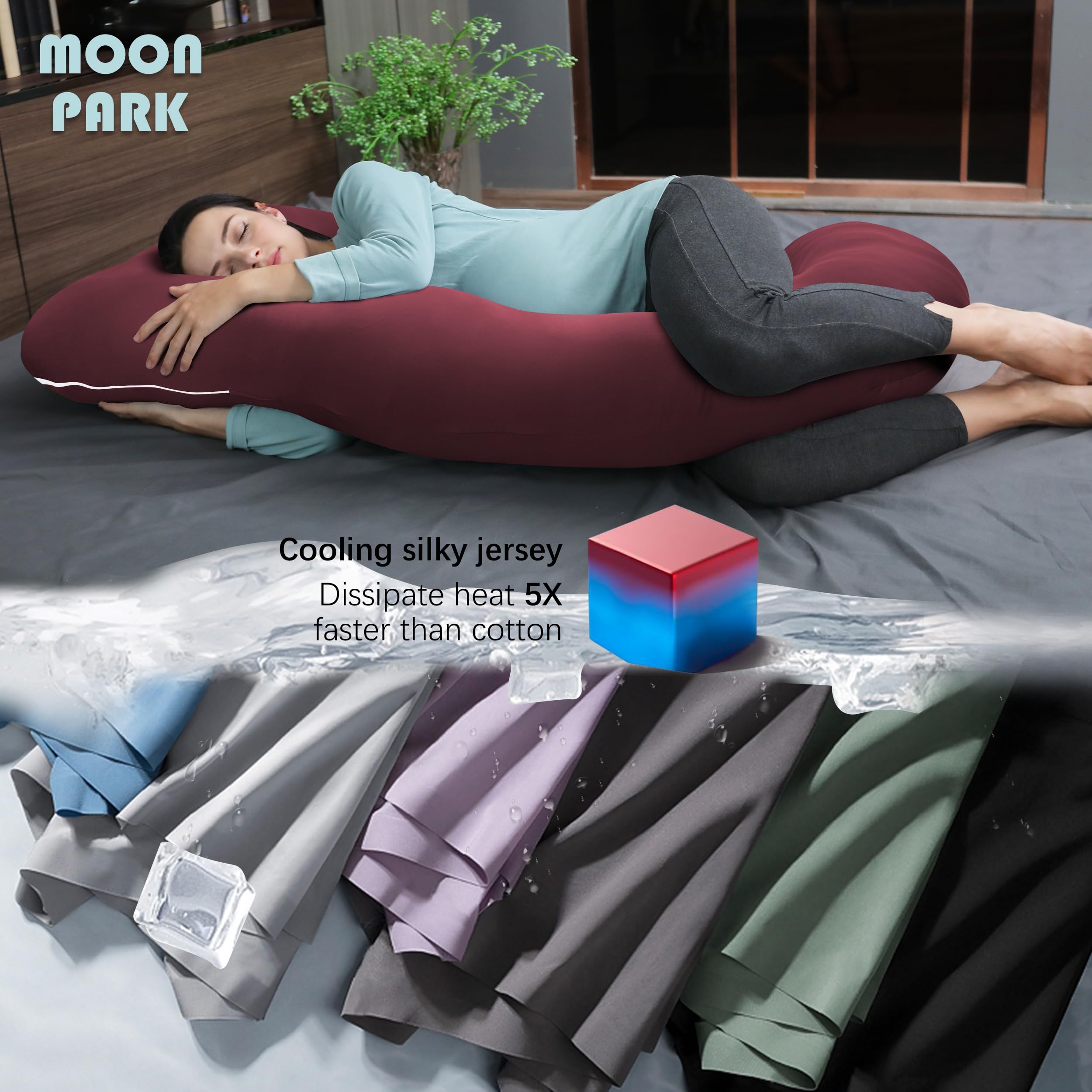 MOON PARK belly support promotes gentle alignment for pregnant and non-pregnant sleepers.