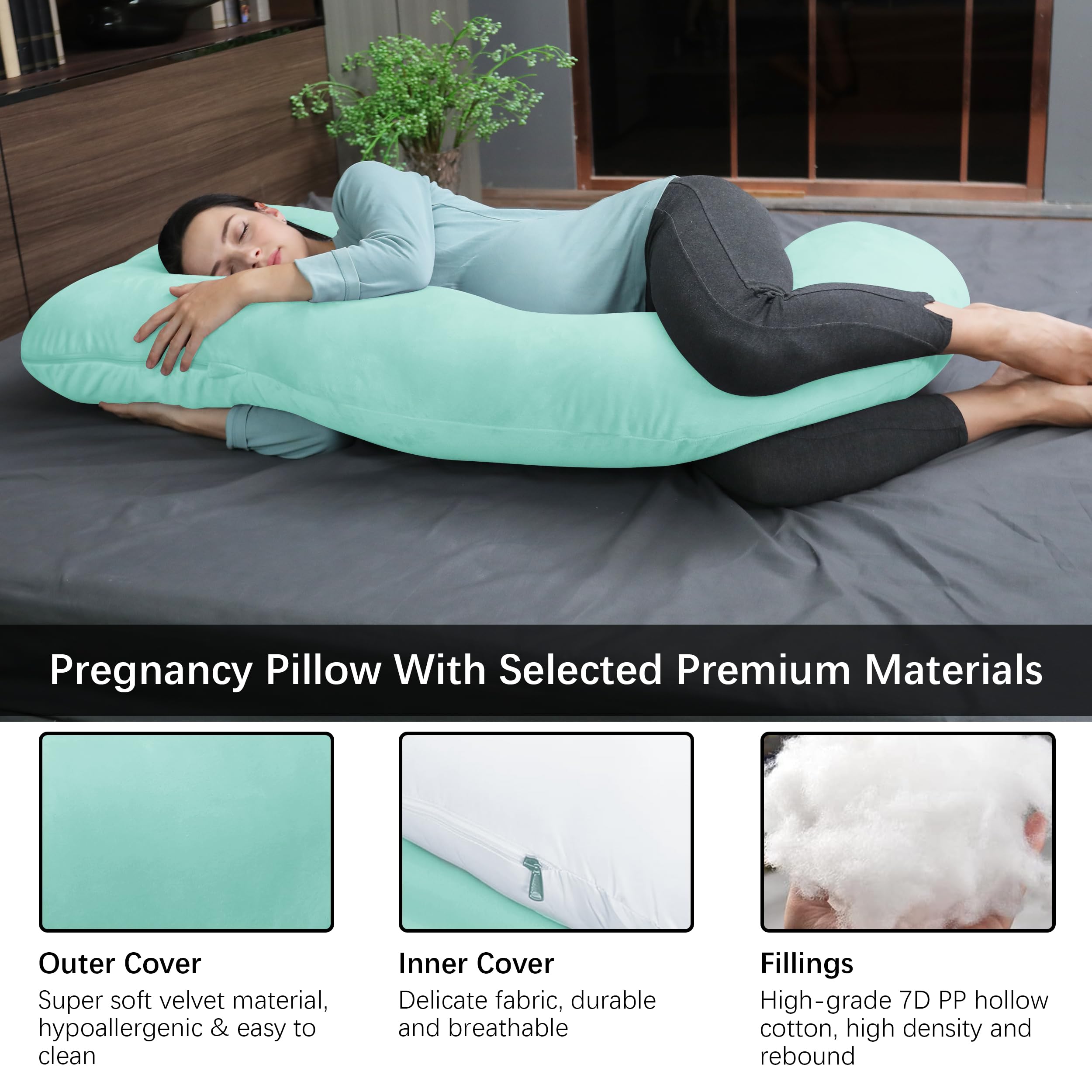 MOON PARK pregnancy pillow with removable cover makes cleaning easy.