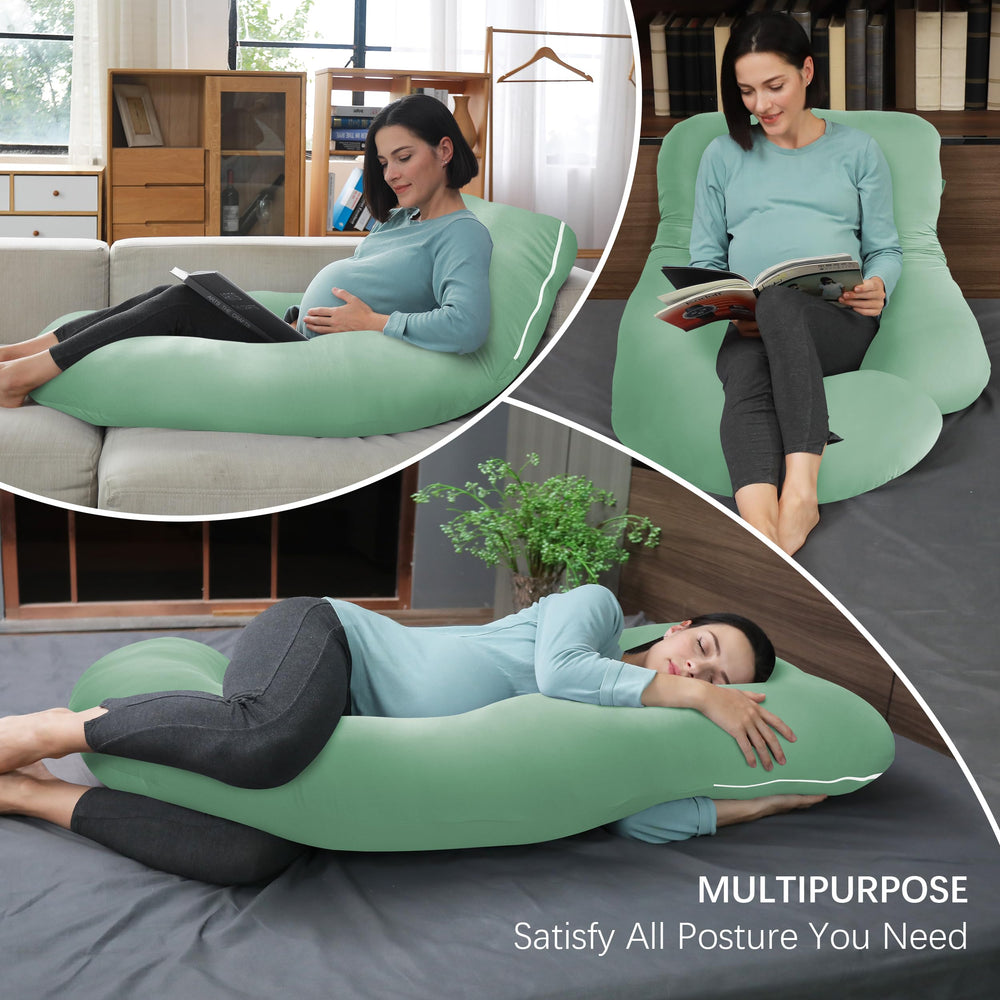 Moon Park pregnancy pillow belly-back support demonstrates multi-positional comfort.