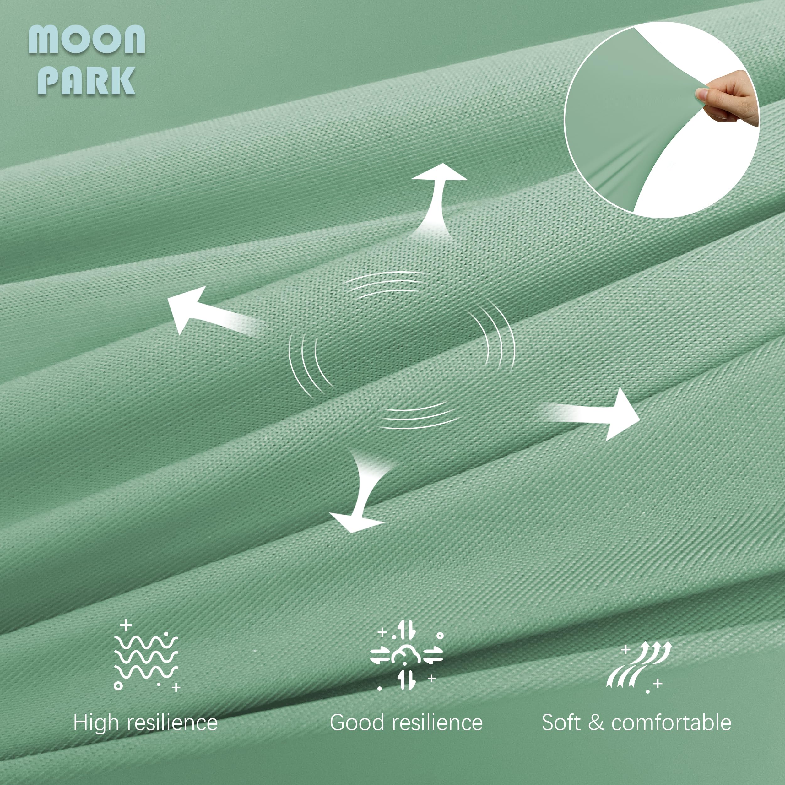 Moon Park pregnancy pillow cooling cover closeup highlights breathable materials.
