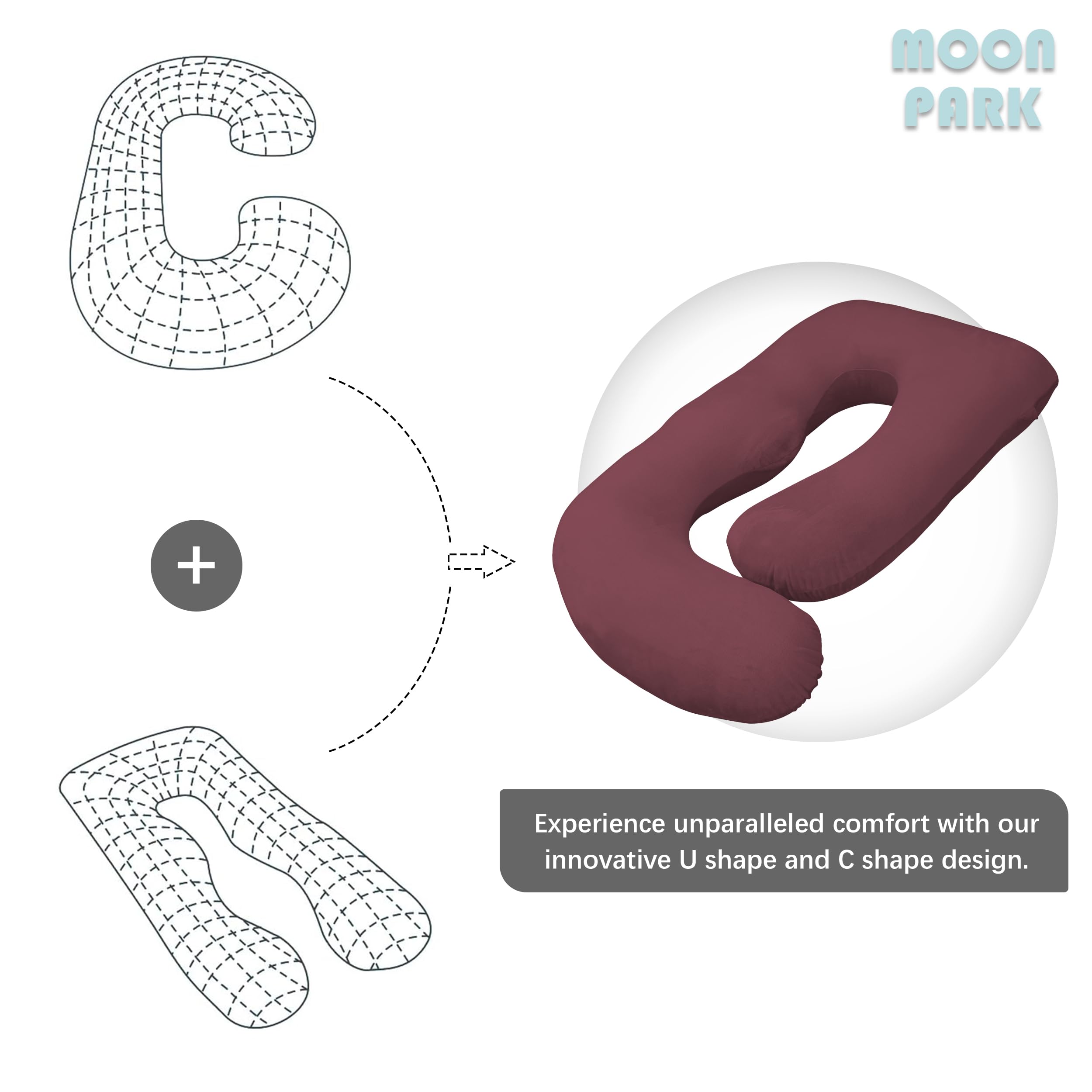 MOON PARK pregnancy pillow ergonomic design for full-body comfort