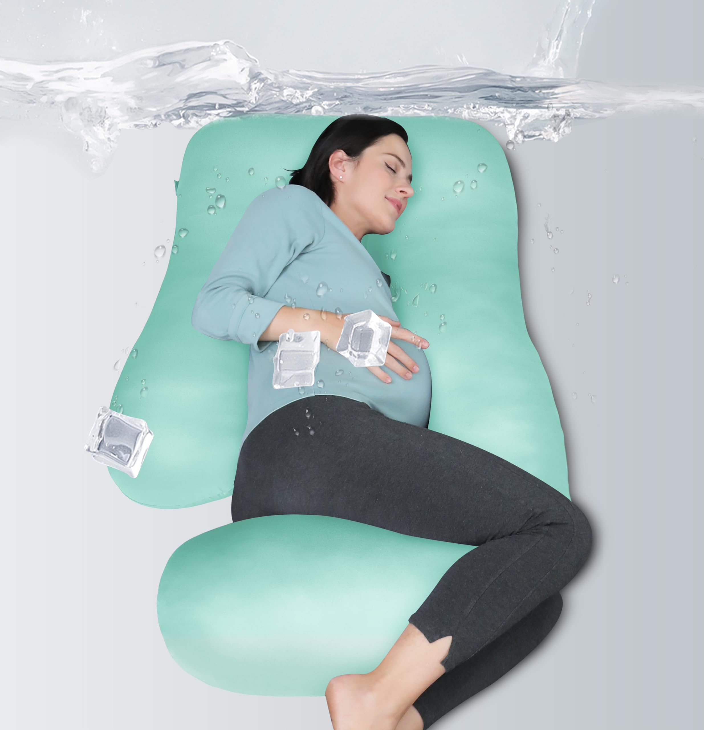 Moon Park pregnancy pillow full-body U-shape 65-inch supports head to feet for all-night comfort.