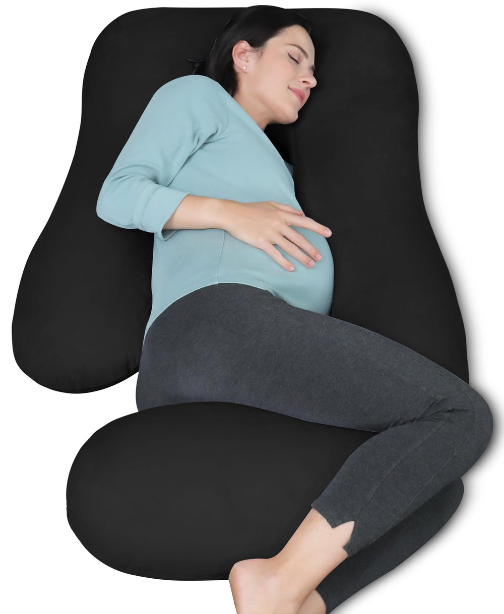 MOON PARK pregnancy pillow full-body U-shape supports back and belly for comfortable sleep.