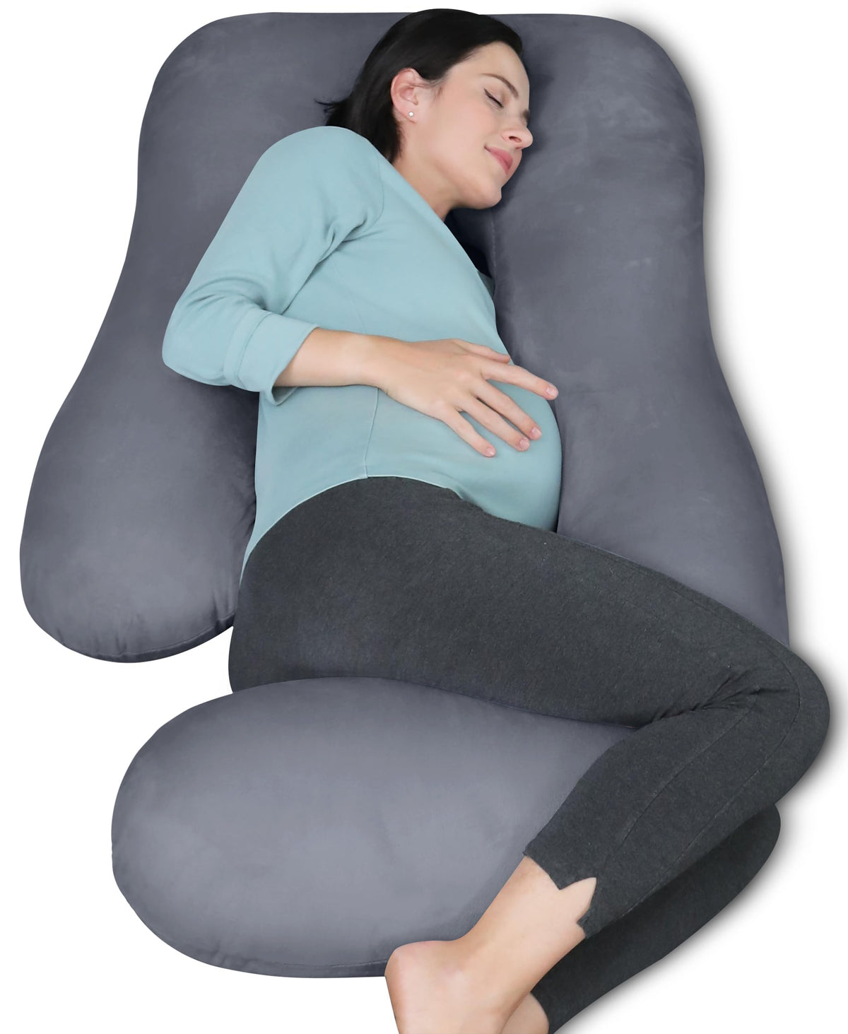 MOON PARK pregnancy pillow U-shape full-body 65-inch support for sleeping comfort.