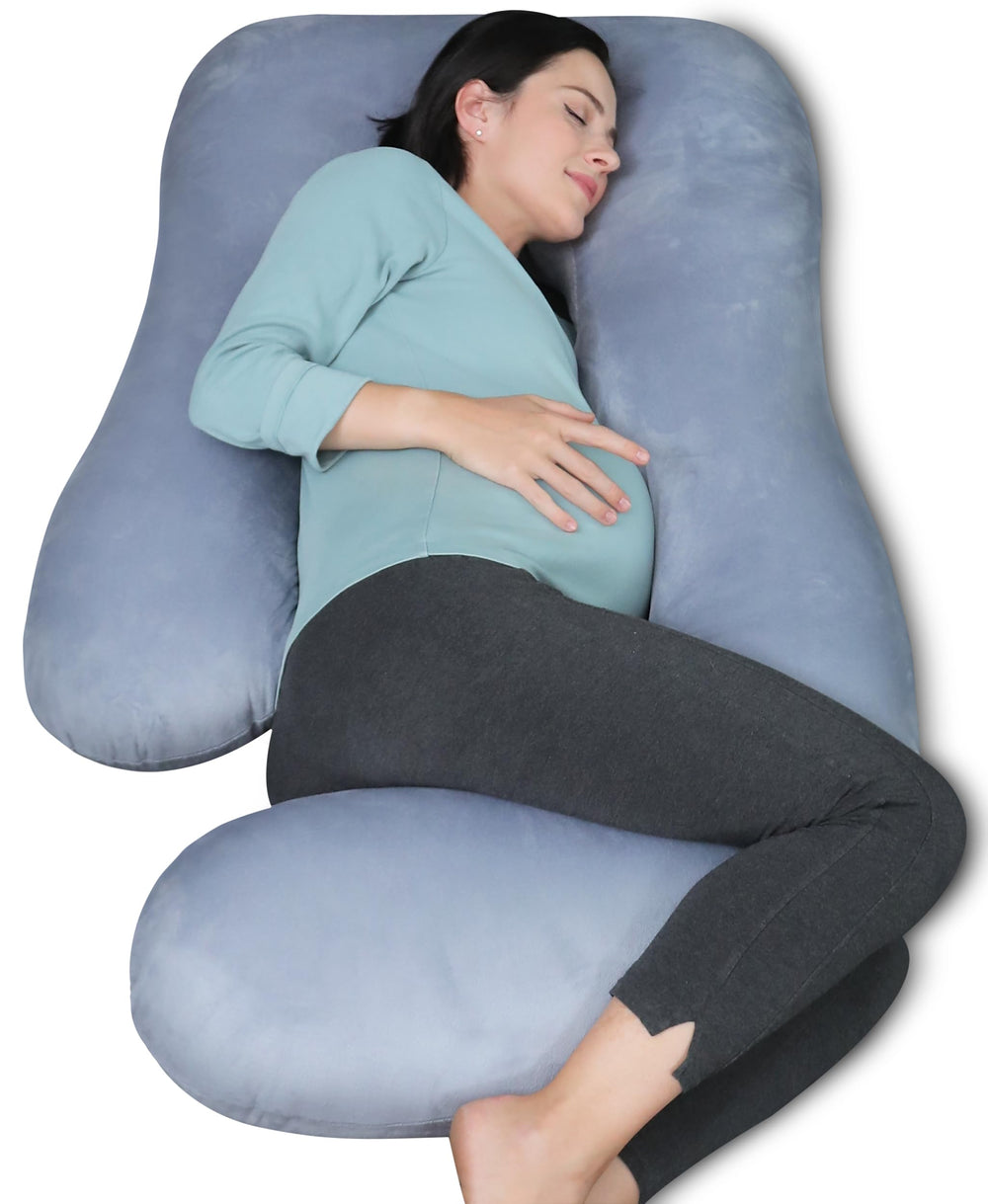 MOON PARK pregnancy pillow, full-body view, supports all-night comfort for expectant moms.
