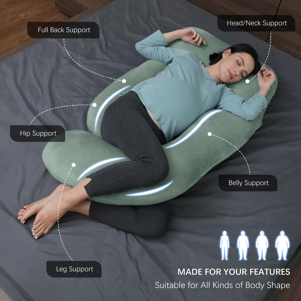 MOON PARK removable cover on the green pillow simplifies cleaning and care.