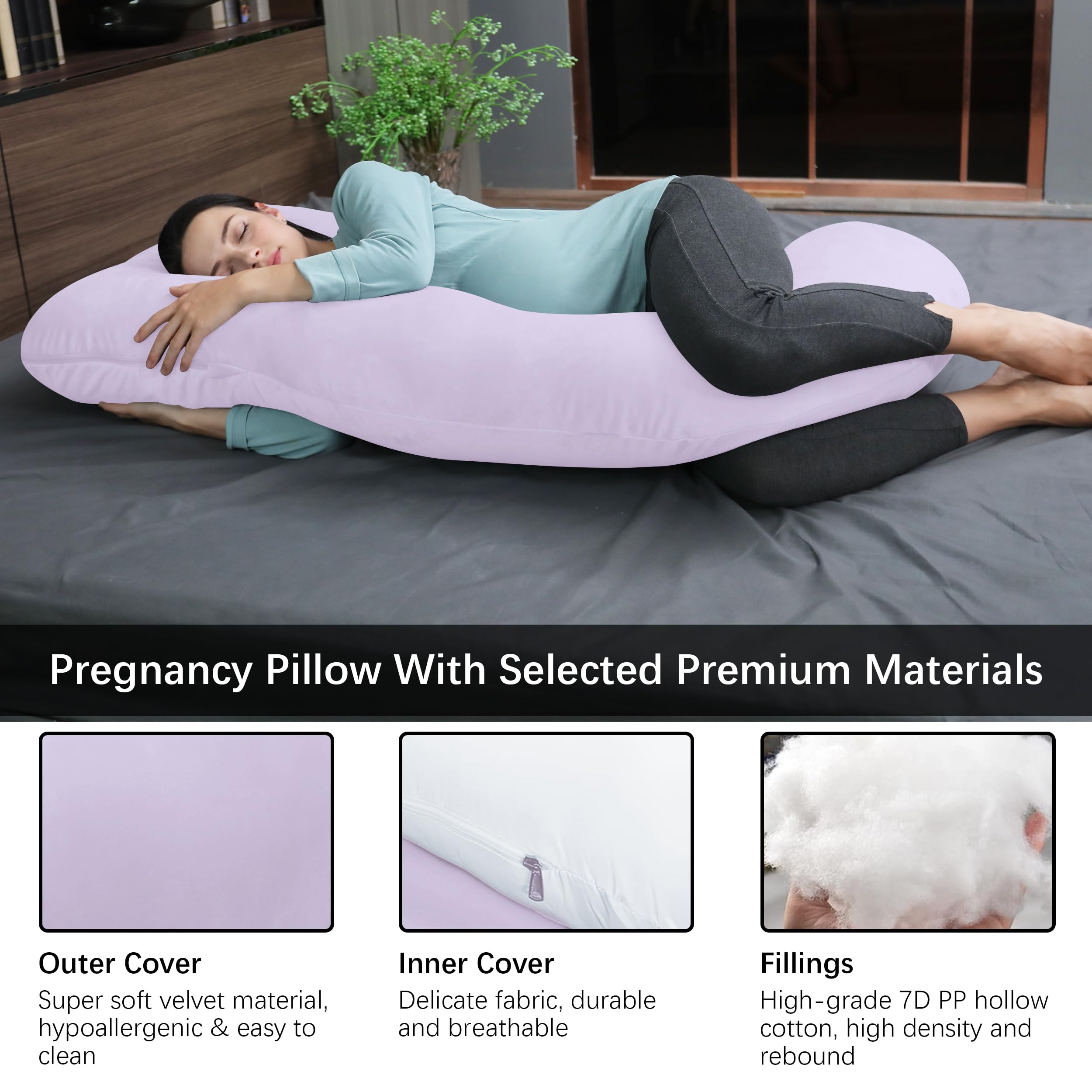 MOON PARK removable cover keeps the pregnancy pillow clean and easy to care for.