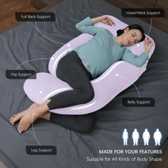 MOON PARK u-shaped pregnancy pillow provides back and hip support for side sleepers.