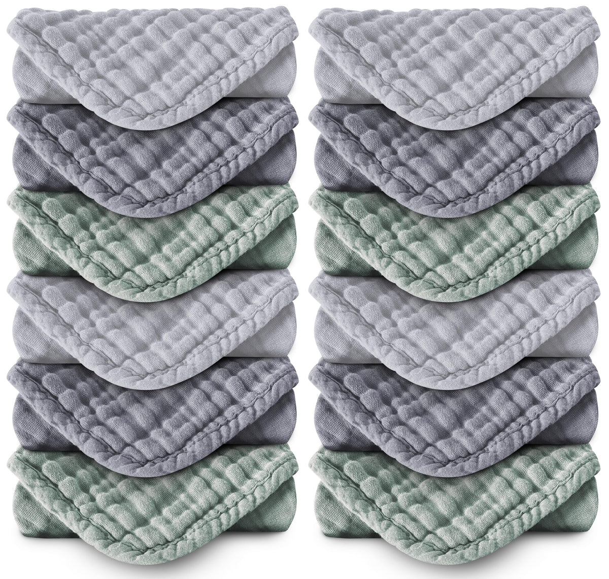 MOON PARK washcloths pack 12x12 inches, ultra-soft muslin for gentle baby cleansing.