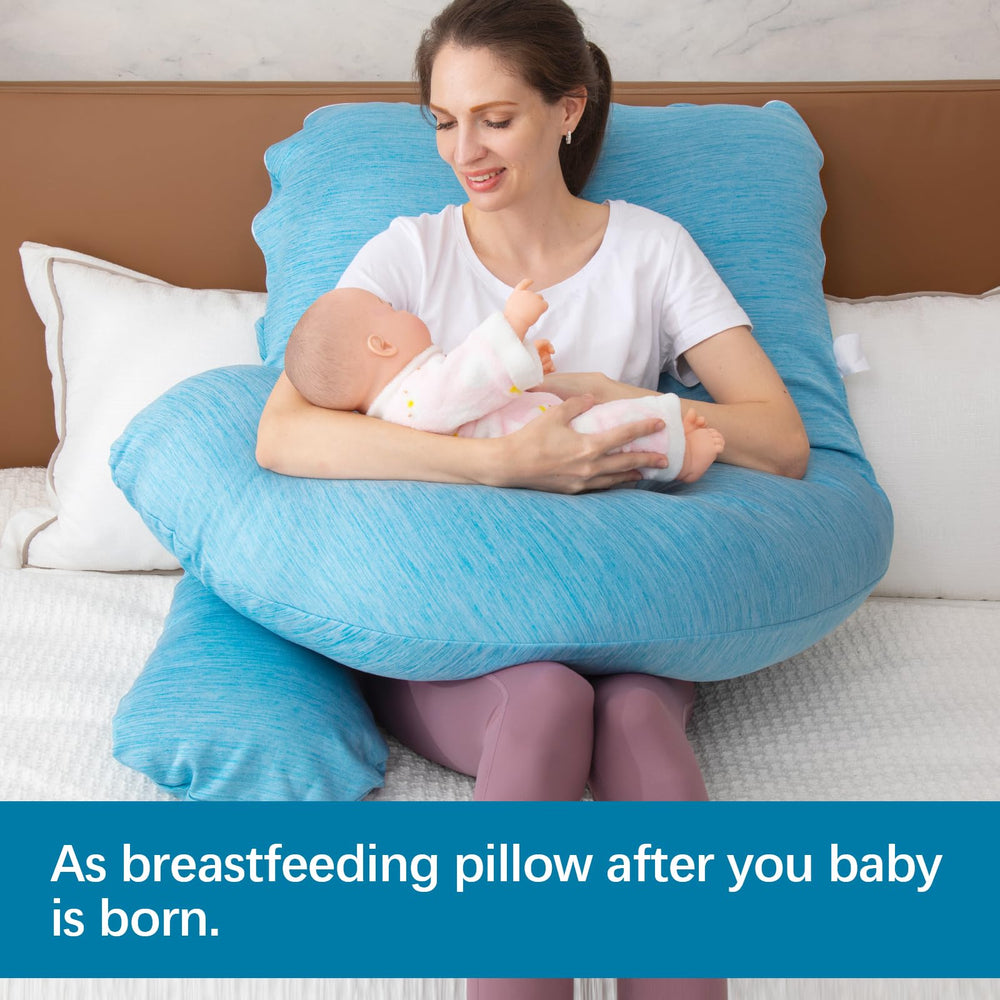 Moon Pine pregnancy pillow supports postpartum nursing and recovery needs.