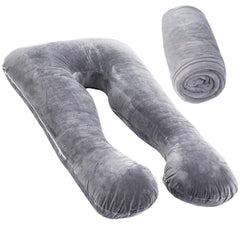 MOON PINE velvet pregnancy pillow cover on a U-shaped pillow offers plush comfort.