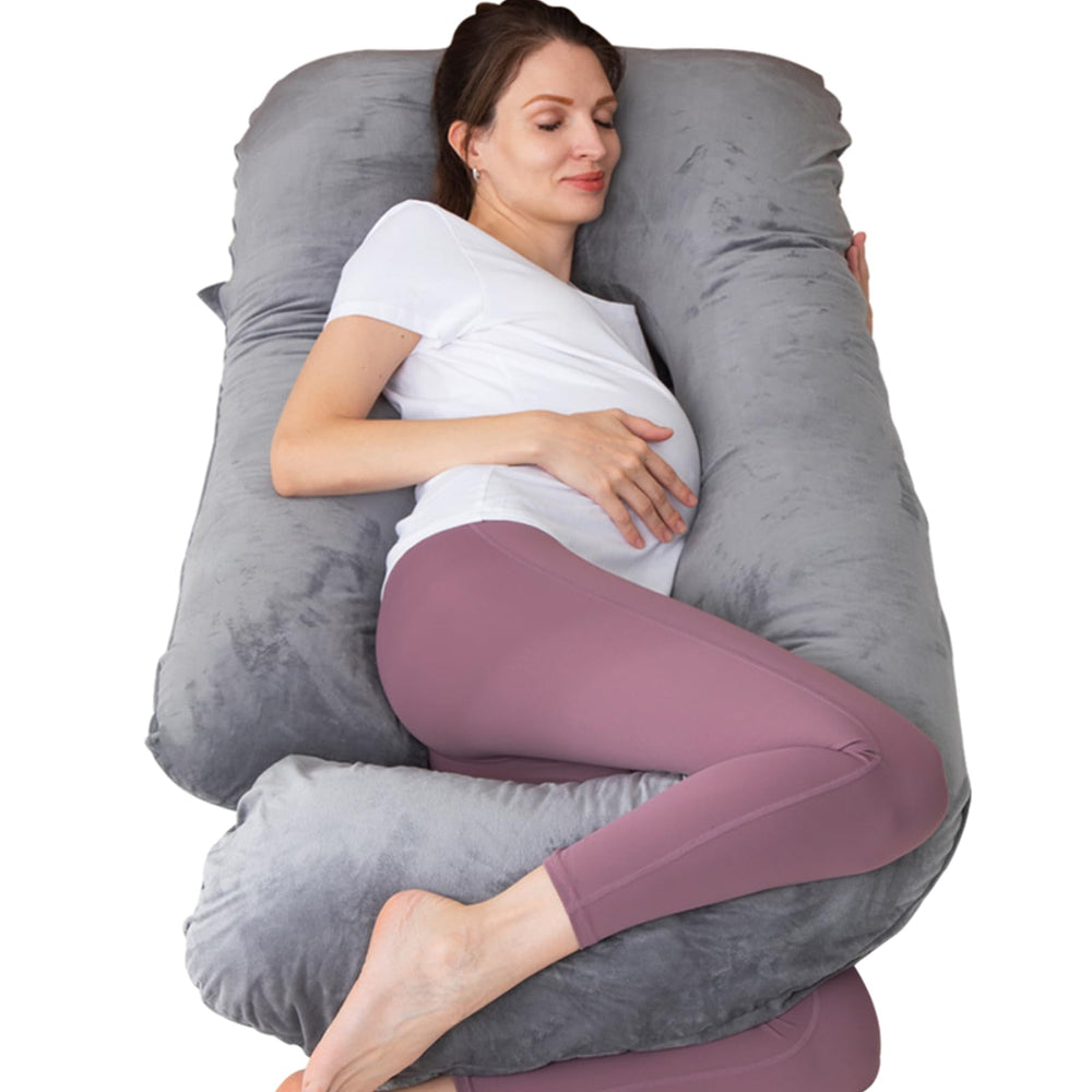 Moon Pine U-shaped pregnancy pillow for full-body support during pregnancy.
