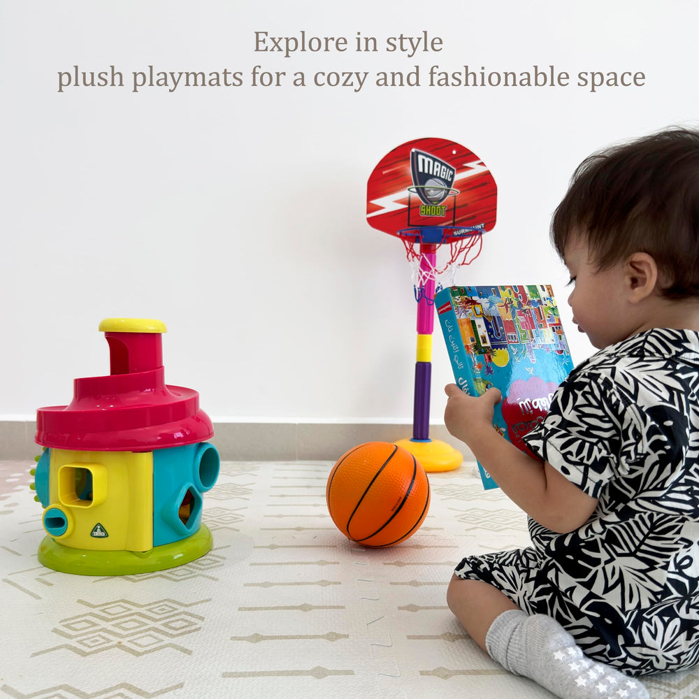 MOON WALKERS Baby tummy time on mat showcases gentle cushioning and safe exploration.