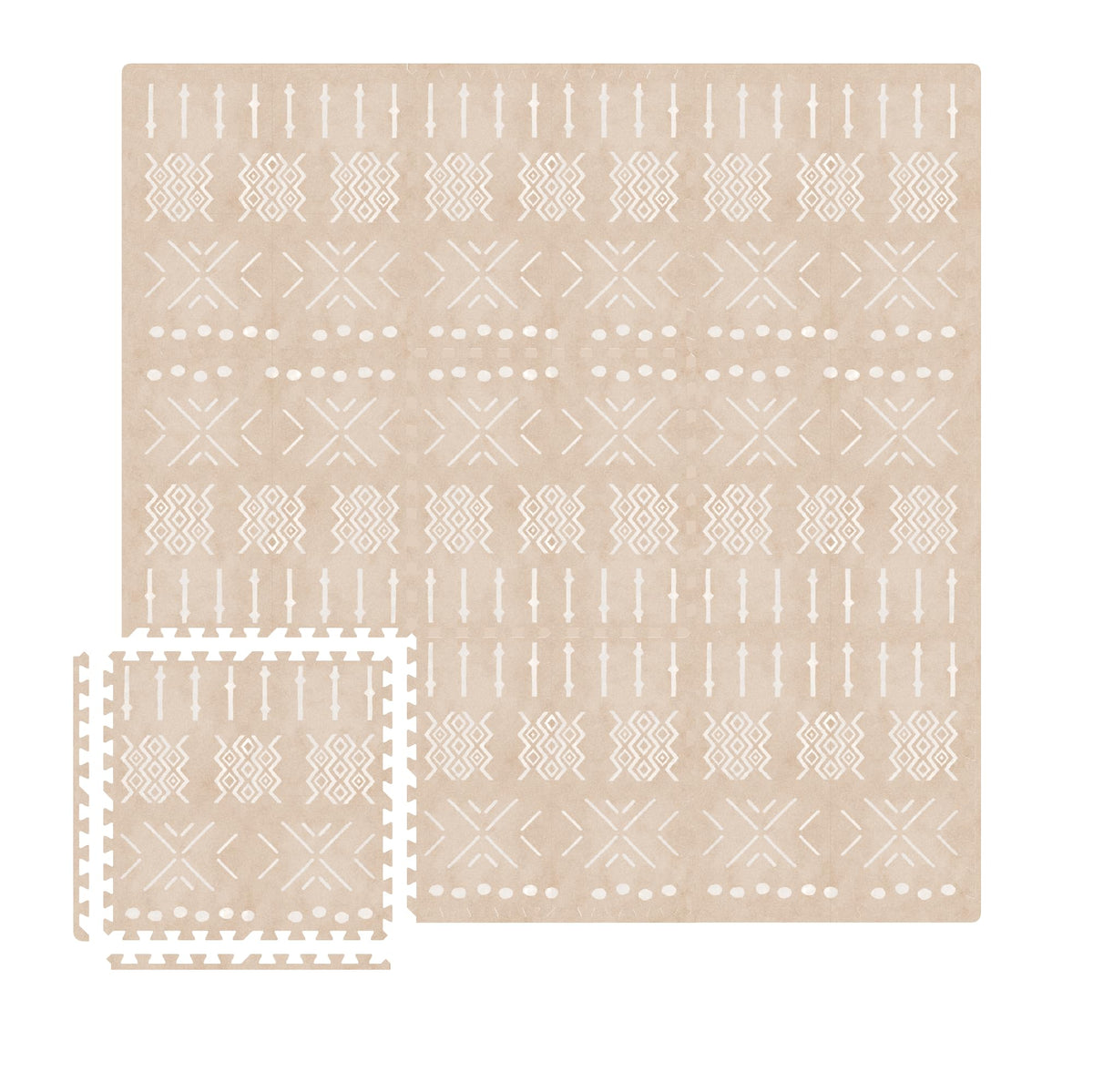 Moon Walkers boho baby play mat tiles beige aztec provide soft tummy-time surface.