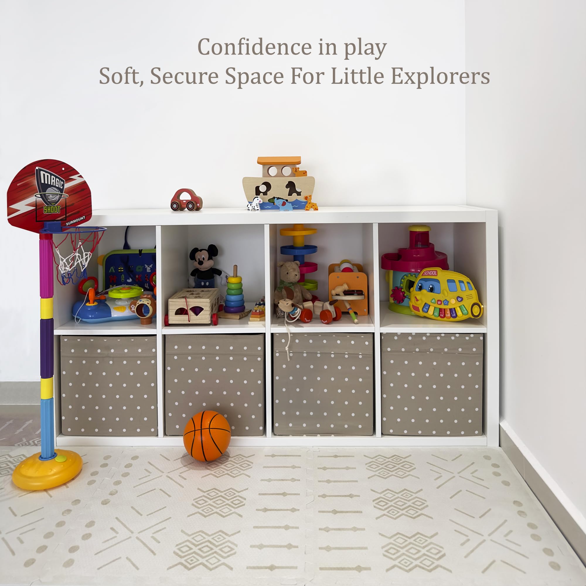 MOON WALKERS Easy-clean surface shows wipe-down convenience for busy parents.