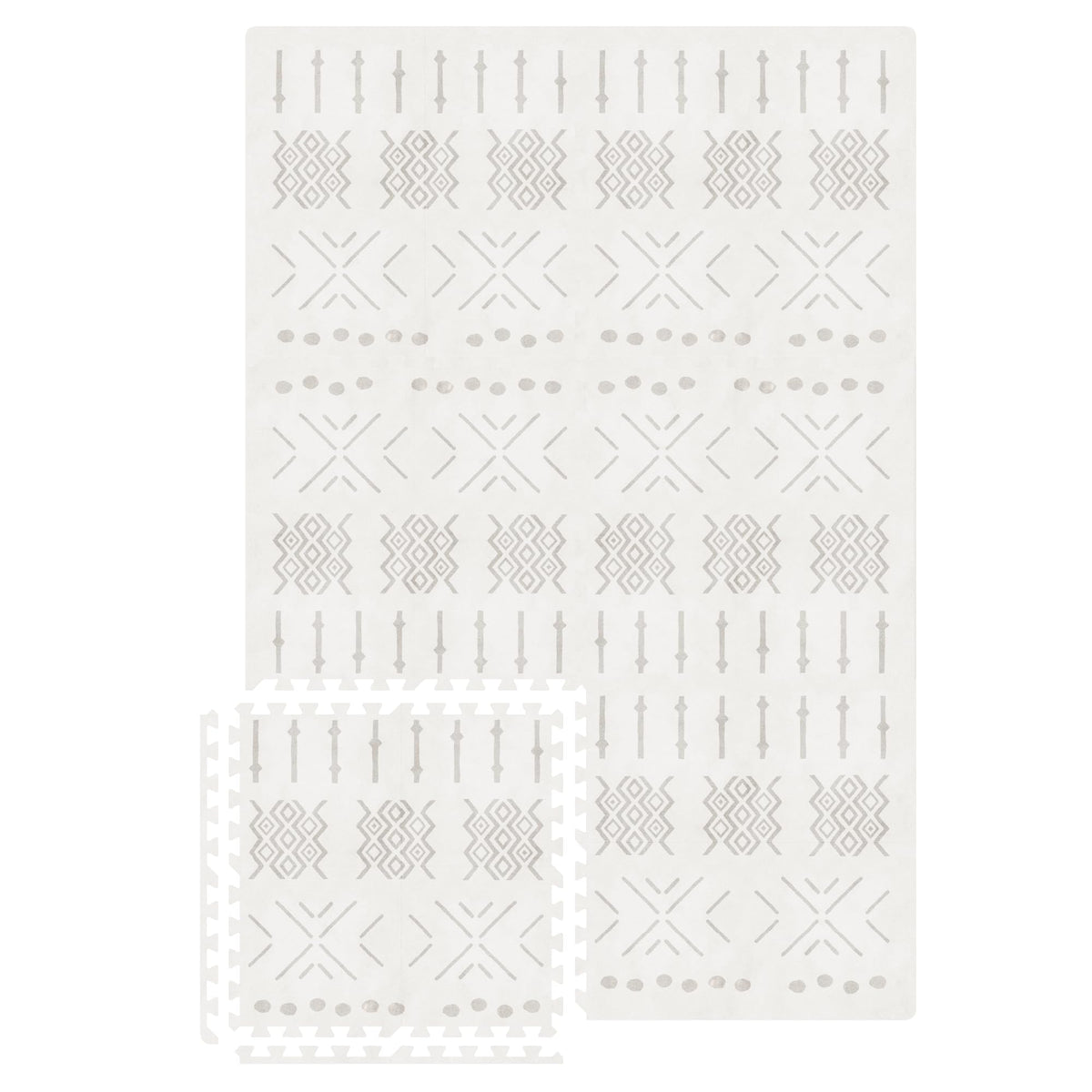 MOON WALKERS Ivory Aztec full mat 72x48 offers a spacious, safe play area for infants.