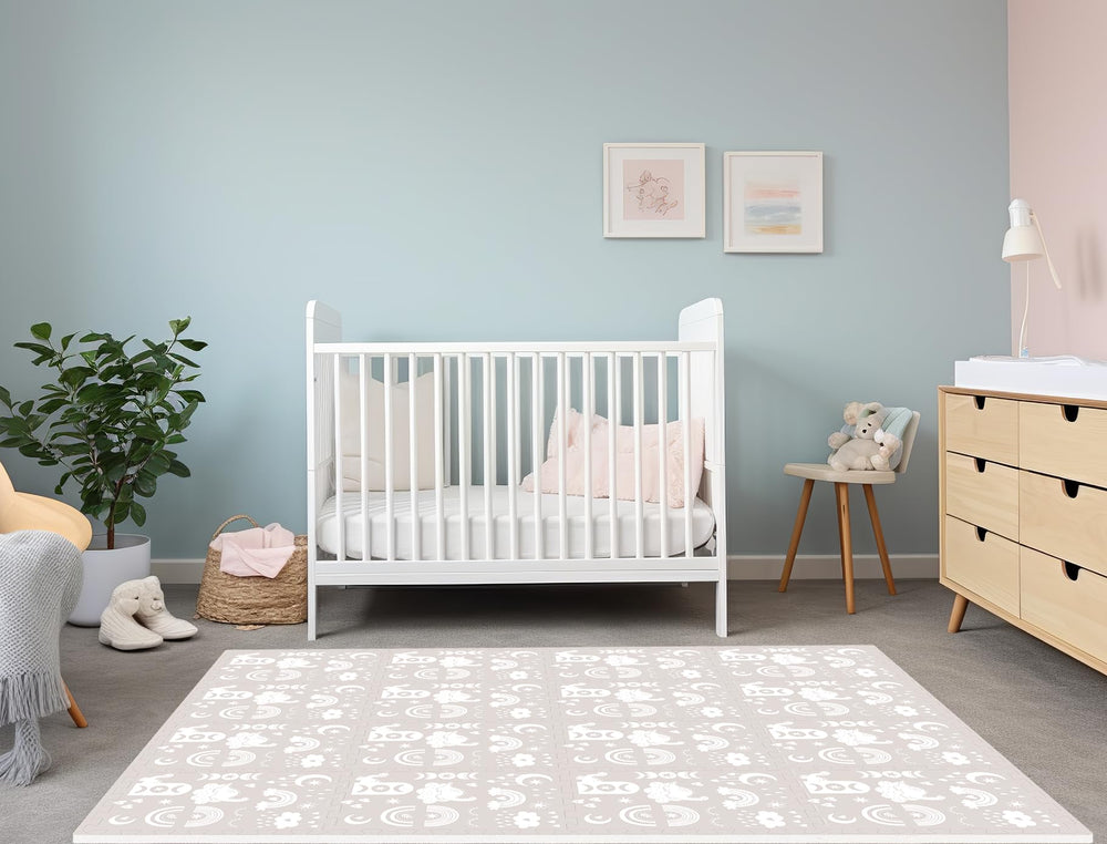 Moon Walkers RainBoho playmat crawling area demonstrates soft cushioning for babies.
