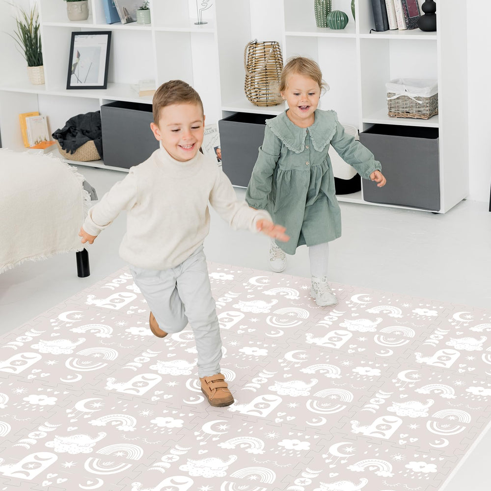 Moon Walkers RainBoho playmat easy-clean surface ready for quick wipe downs.