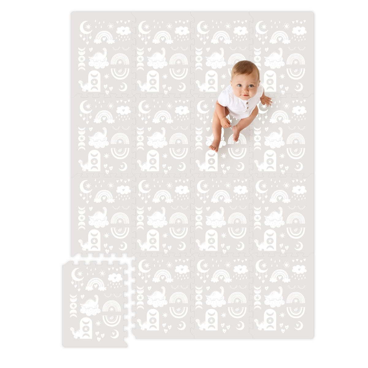 Moon Walkers RainBoho playmat top view showing a spacious cushioned baby play area.