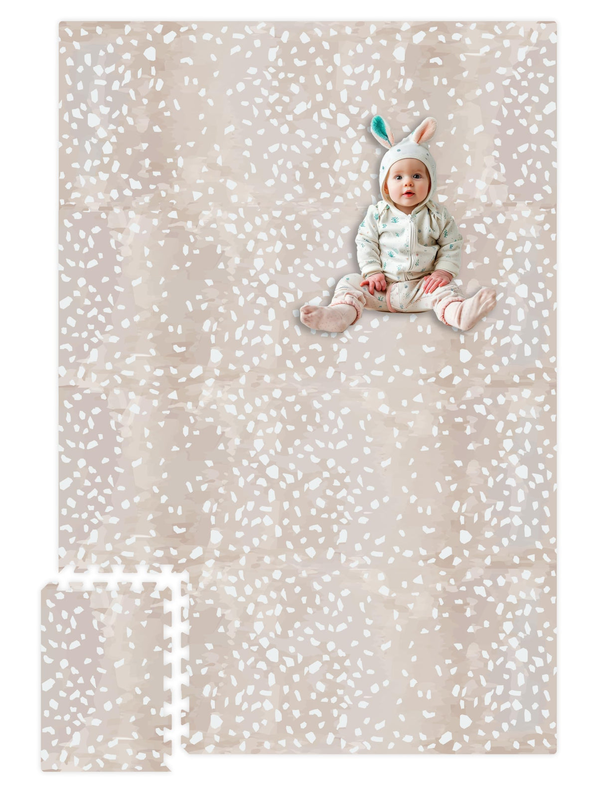 MOON WALKERS premium terrazzo play mat close-up shows soft foam texture for safe cushioned play