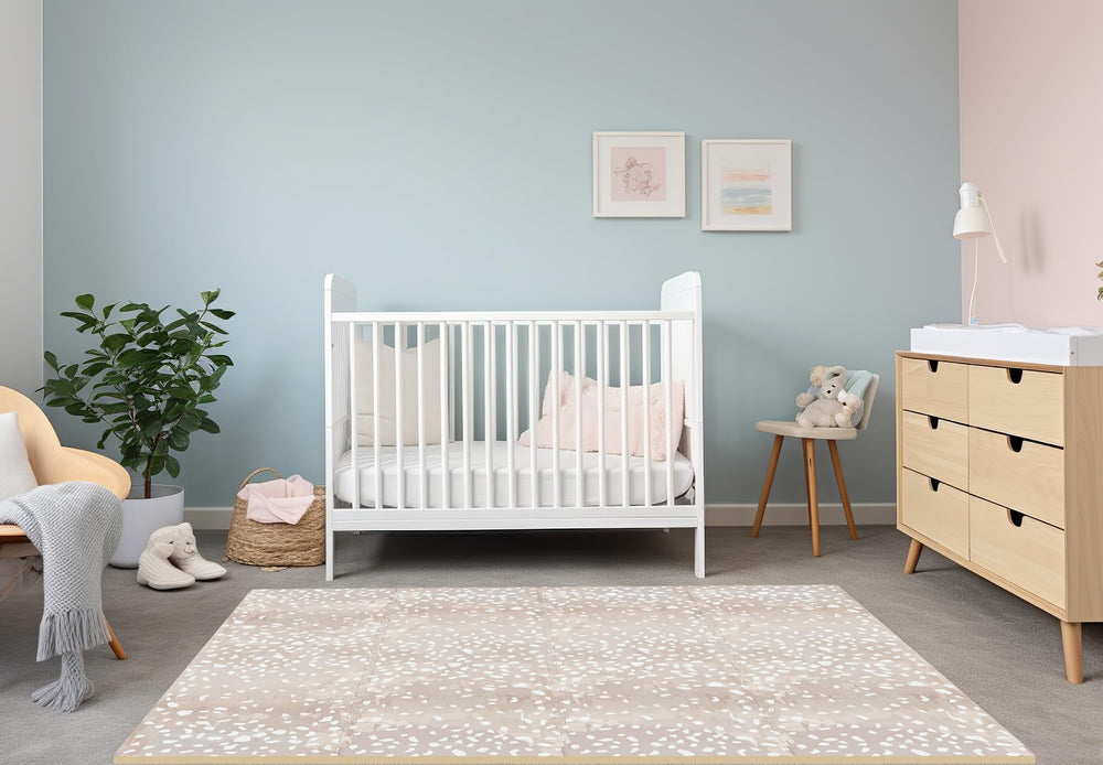 MOON WALKERS terrazzo pattern blends with modern décor for stylish play spaces