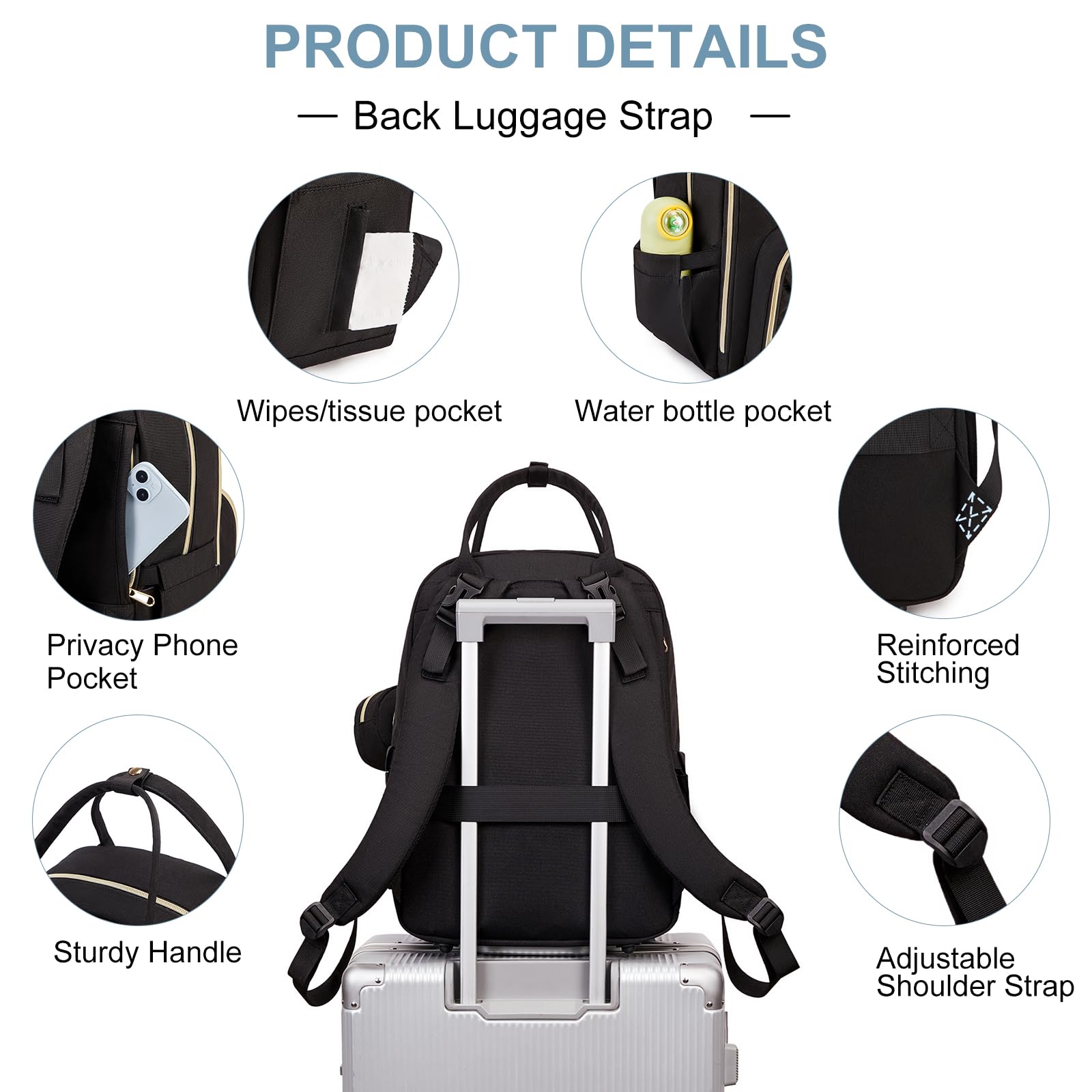 MOONBABY diaper bag backpack 35L capacity supports busy family trips