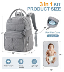 MOONBABY diaper bag backpack changing pad open reveals a foldable, safe baby lying surface.