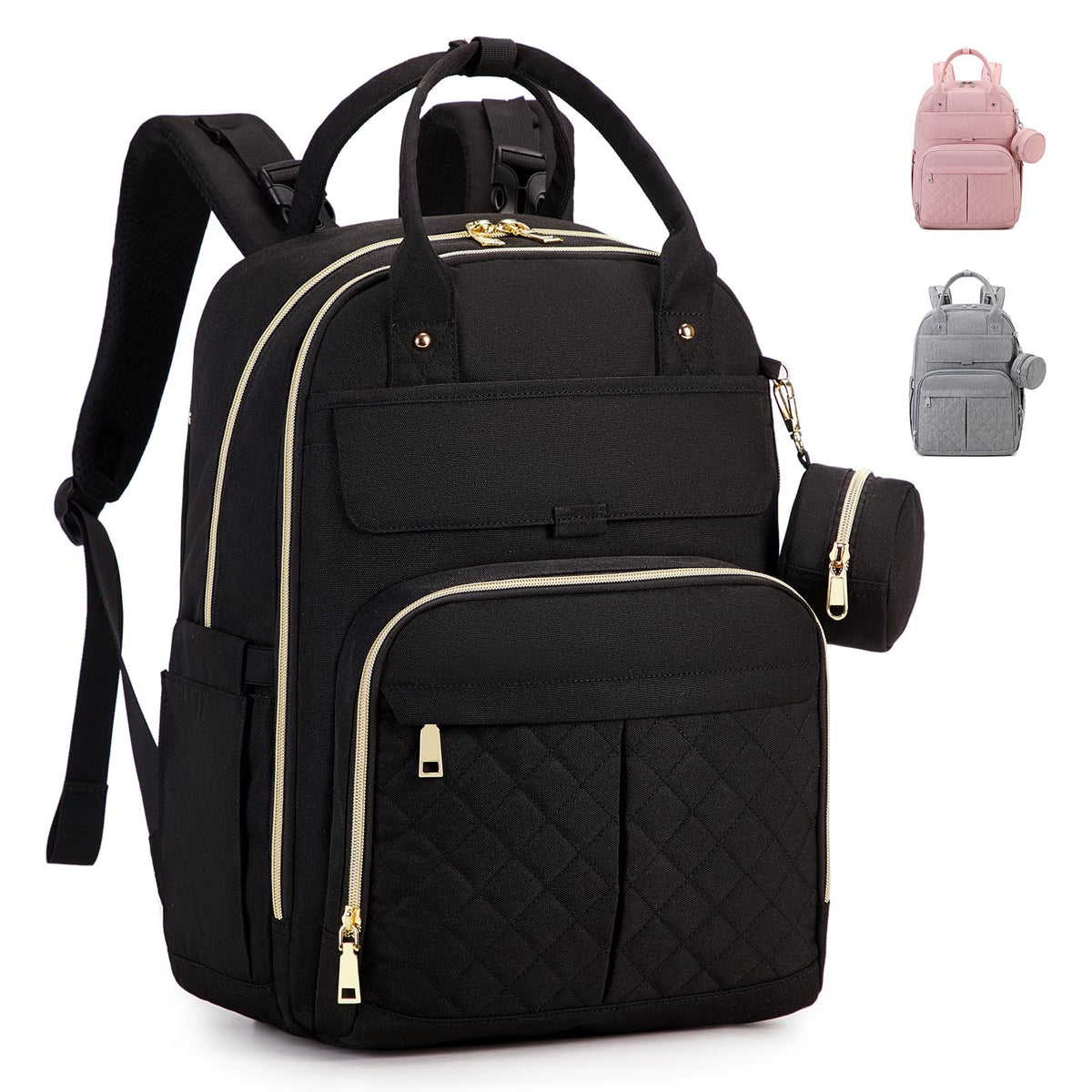 MOONBABY diaper bag backpack front view showing spacious 35L capacity for busy parents