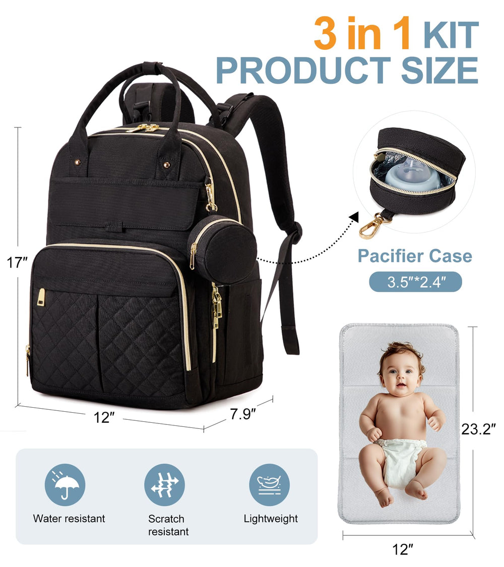 MOONBABY diaper bag backpack interior with multiple pockets for organized essentials